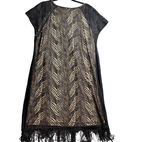 Emma & Michele Black Lace Overlay Dress With Fringe Hem  Size 18/20 1920's Style - Picture 7 of 8